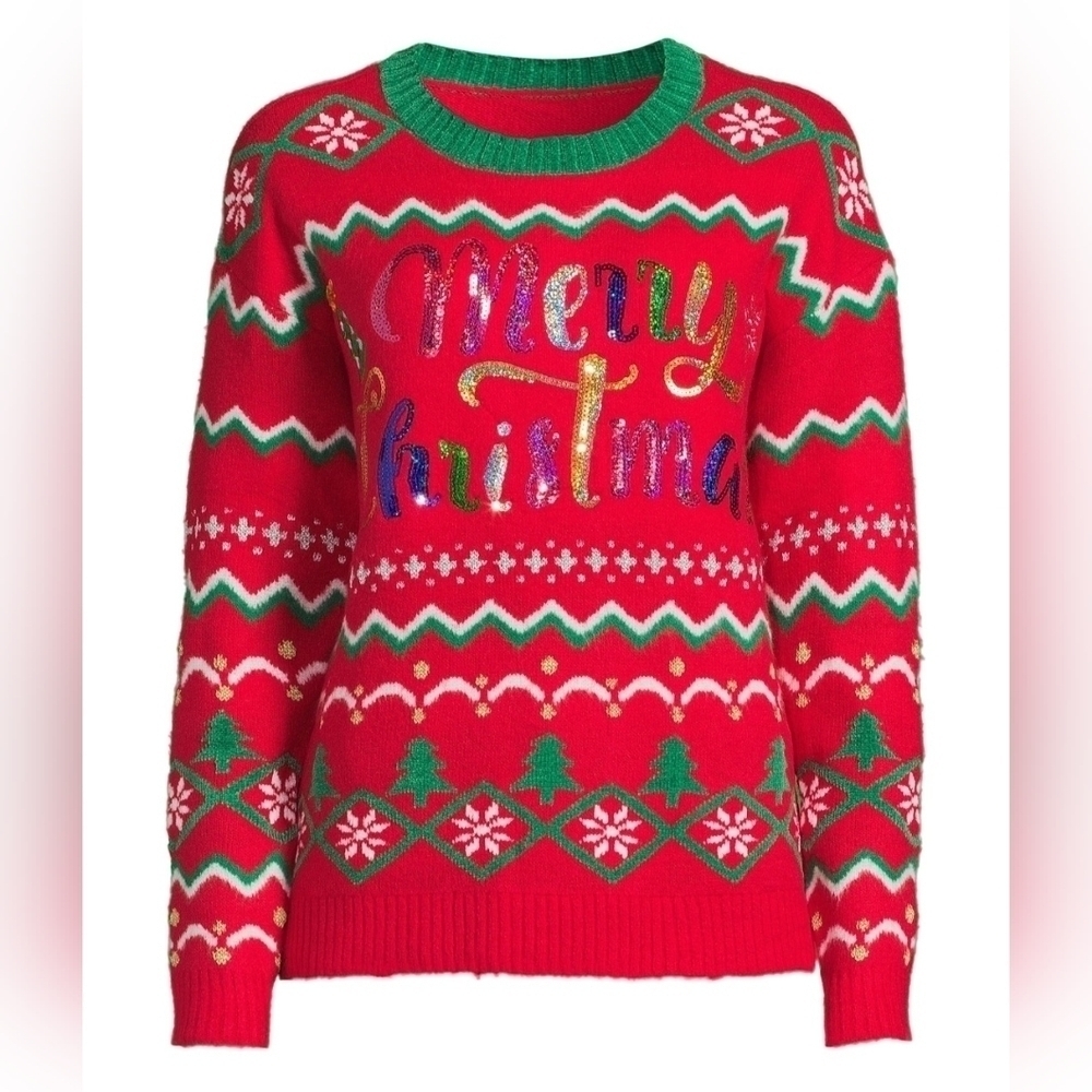New women's plus size ugly sweater MERRY CHRISTMAS size XXL & headband